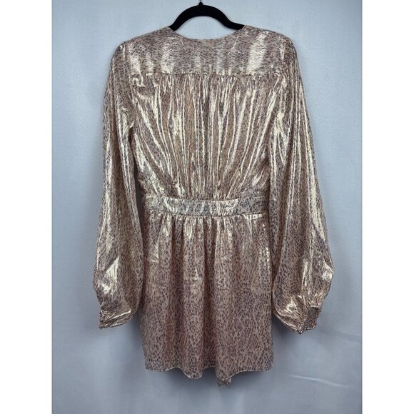 Women’s Ramy Brook Silk Gold Scale Printed Wrap Style Dress Sz 4 - Picture 4 of 7